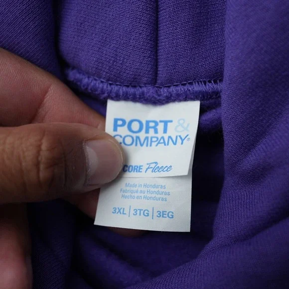 Trader Joe's Hoodie Men Purple Pullover Sweatshirt Port & Company Pocket 3XL - Picture 7 of 12